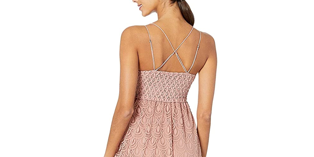 FREE PEOPLE Women's Spaghetti Strap Short Fit + Flare Dress Coral Size Large