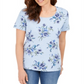 Karen Scott Women's Floral-Print Scoop-Neck Top  Blue Size Small