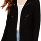Hippie Rose Juniors' X-Back Pointelle Cardigan  Black Size Small