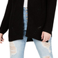 Hippie Rose Juniors' X-Back Pointelle Cardigan  Black Size Small