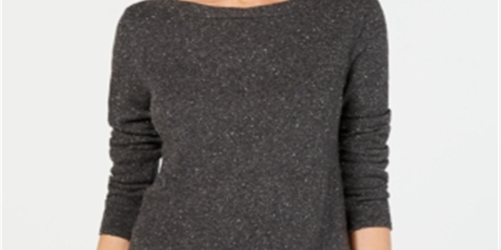 Karen Scott Women's Curved Hem Tunic Sweater Black Size Petite S