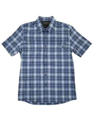 Hi-tec Men's  Plaid Flex Stretch Dri-Tec Short Sleeve Button-Down Shirt Blue Size Small