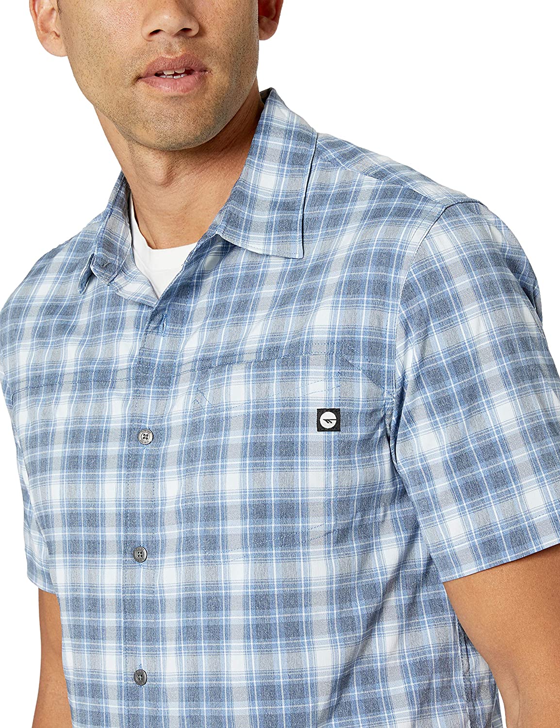 Hi-tec Men's  Plaid Flex Stretch Dri-Tec Short Sleeve Button-Down Shirt Blue Size Small