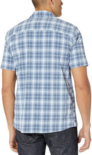 Hi-tec Men's  Plaid Flex Stretch Dri-Tec Short Sleeve Button-Down Shirt Blue Size Small