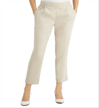 Adidas Women's Pleat Front Slim Leg Ankle Pants Beige Size X-Large