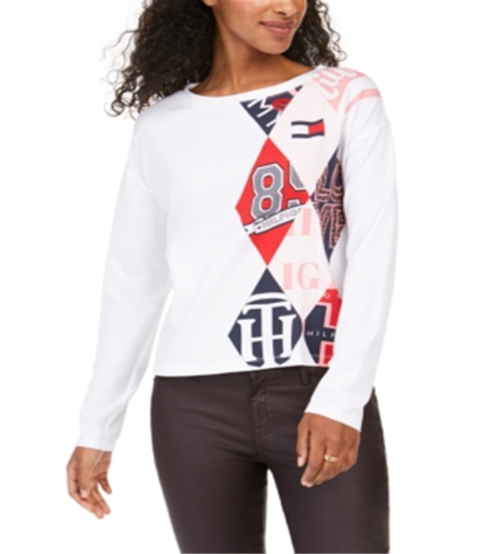 Tommy Hilfiger Women's Denim Womens T-Shirt White Size Large