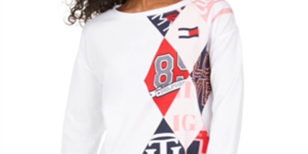 Tommy Hilfiger Women's Denim Womens T-Shirt White Size Large