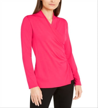 Adidas Women's Knit Long Sleeve Wrap Top Red Size Small