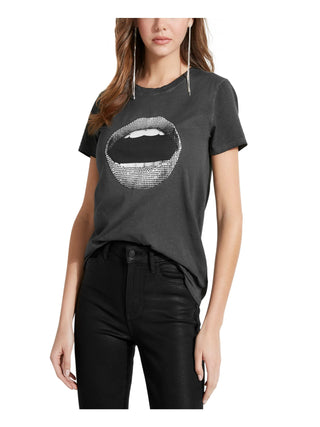 Guess Women's Graphic T-Shirt Graphc Embellished Black Size Small