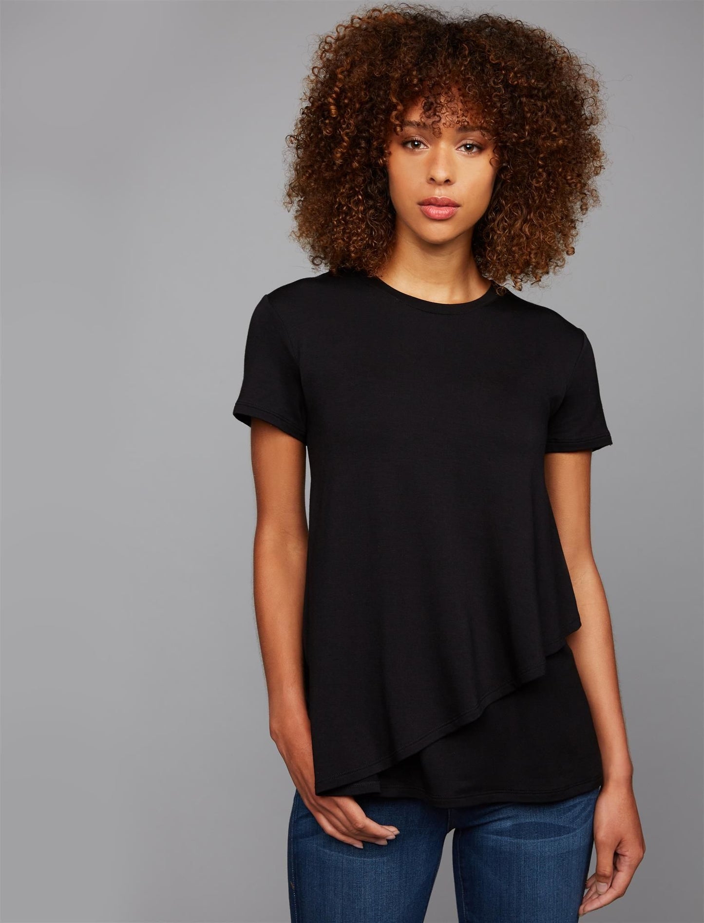 A Pea In The Pod Women's Pull Over Drop Shoulder Nursing Tee Black Size XS