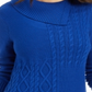 Charter Club Women's  Textured Solid Long Sleeve Jewel Neck Sweater Blue Size Petite L