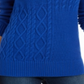 Charter Club Women's  Textured Solid Long Sleeve Jewel Neck Sweater Blue Size Petite L