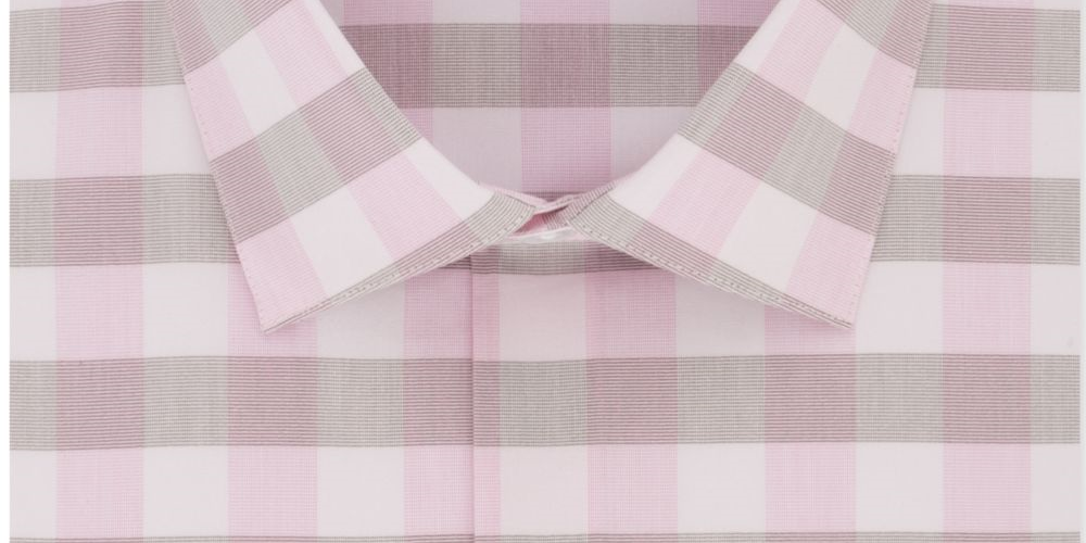 Reaction Kenneth Cole Men's Buffalo Checkls Slim Fit Spread Collar Shirt Pink Size XL