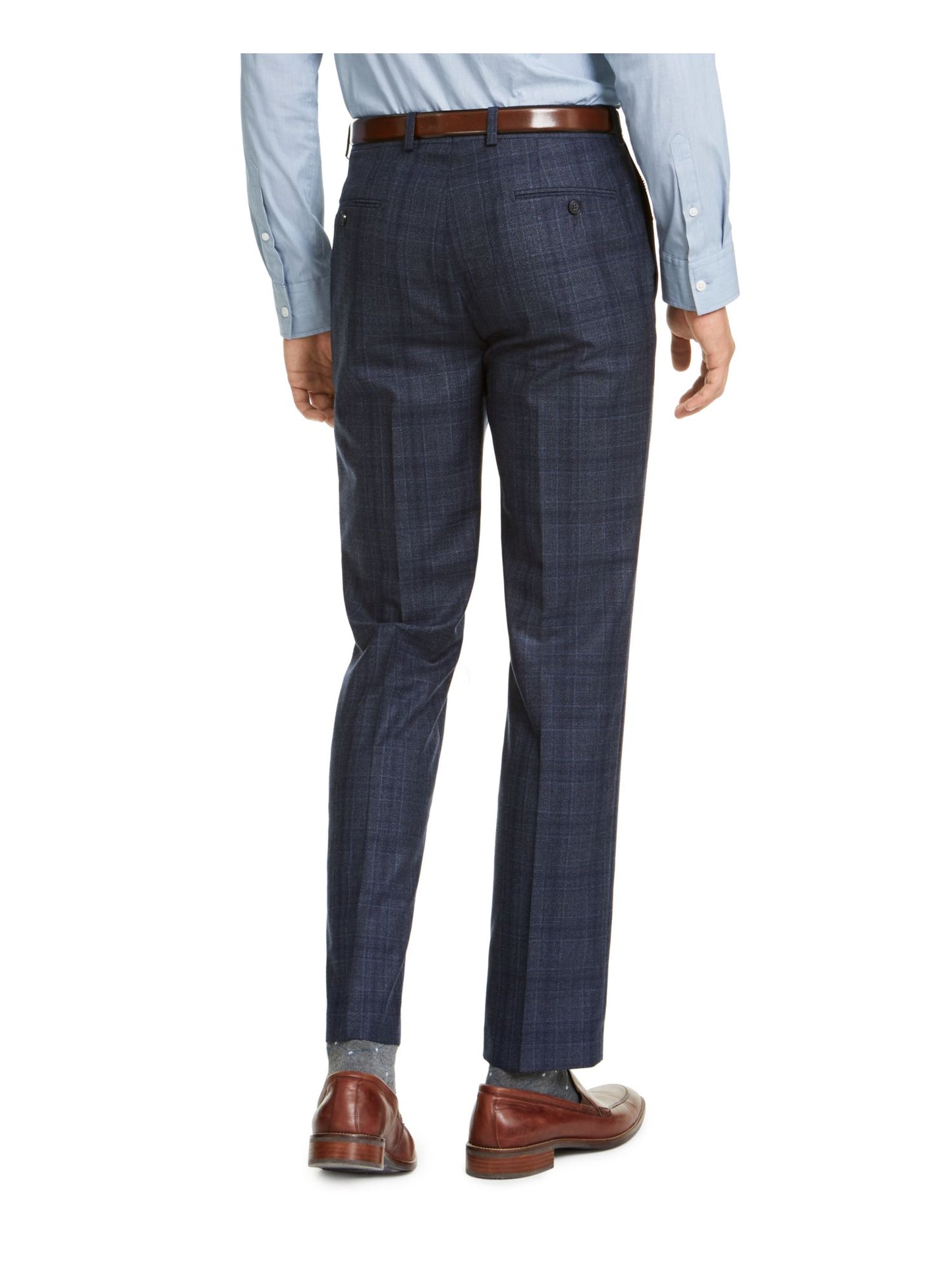 Calvin Klein Men's Windowpane Plaid Work Pants Blue Size 36X32