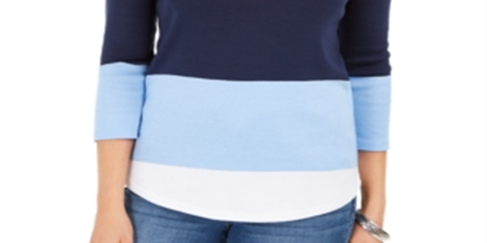 Charter Club Women's Colorblocked Boat Neck Top Red Size X-Large