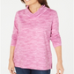 Karen Scott Women's Petite Funnel-Neck Space-Dyed Top Pink Size Petite M