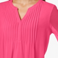 Charter Club Women's Double Ruffle Solid Pintuck Top Pink Size Medium
