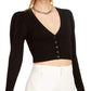 Danielle Bernstein Women's Puff Sleeve Cardigan Black Size X-Small