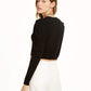 Danielle Bernstein Women's Puff Sleeve Cardigan Black Size X-Small
