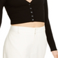 Danielle Bernstein Women's Puff Sleeve Cardigan Black Size X-Small