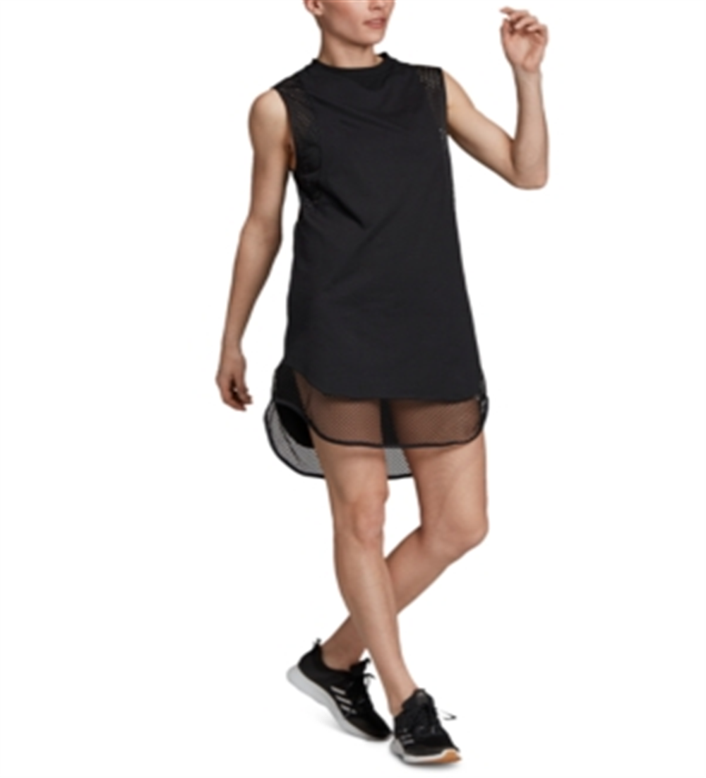 Adidas Women's Sport ID Long Mesh Dress Black Size X-Small