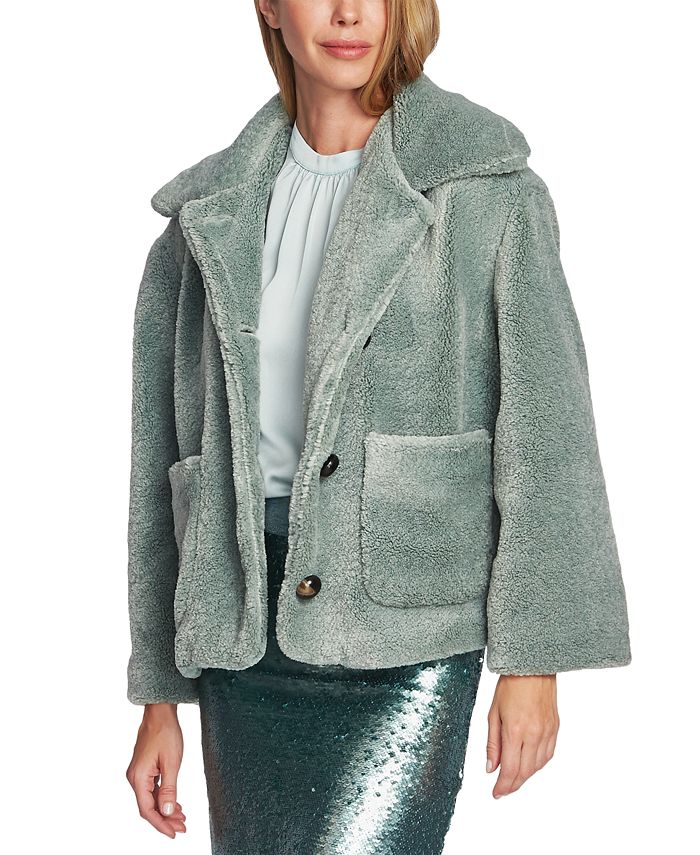 Vince Camuto Women's Crop Faux Fur Jacket Green Size Large