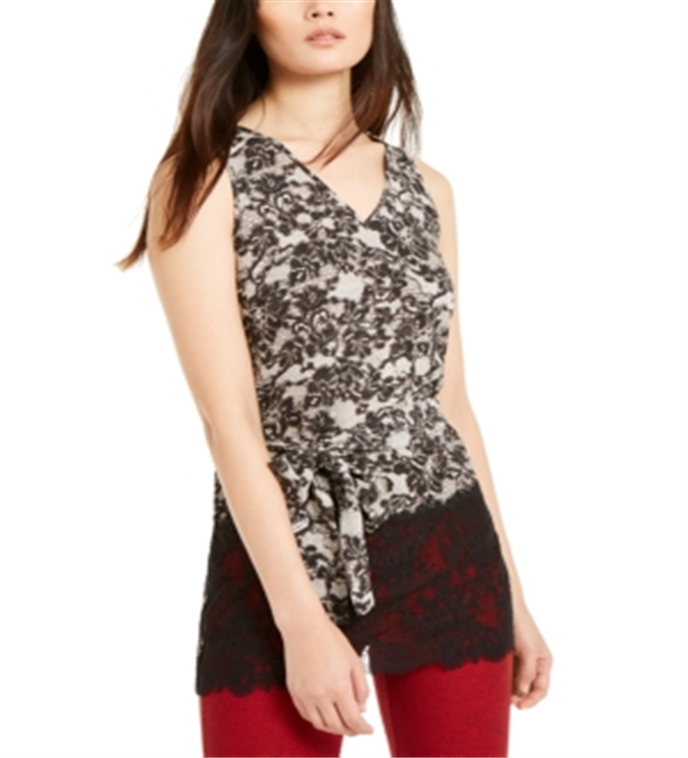 Michael Kors Women's Floral Cap Sleeve Crew Neck T-Shirt Black Size XX-Large