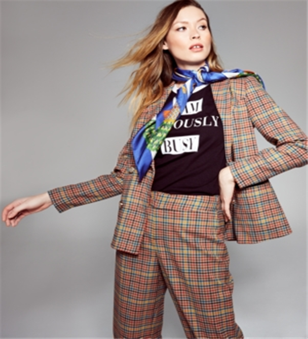 INC International Concepts Women's Double-Breasted Plaid Blazer Grace Tweed L