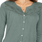 Style & Co Women's Eyelet Button-Front Top Green Size 2XL