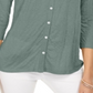 Style & Co Women's Eyelet Button-Front Top Green Size 2XL