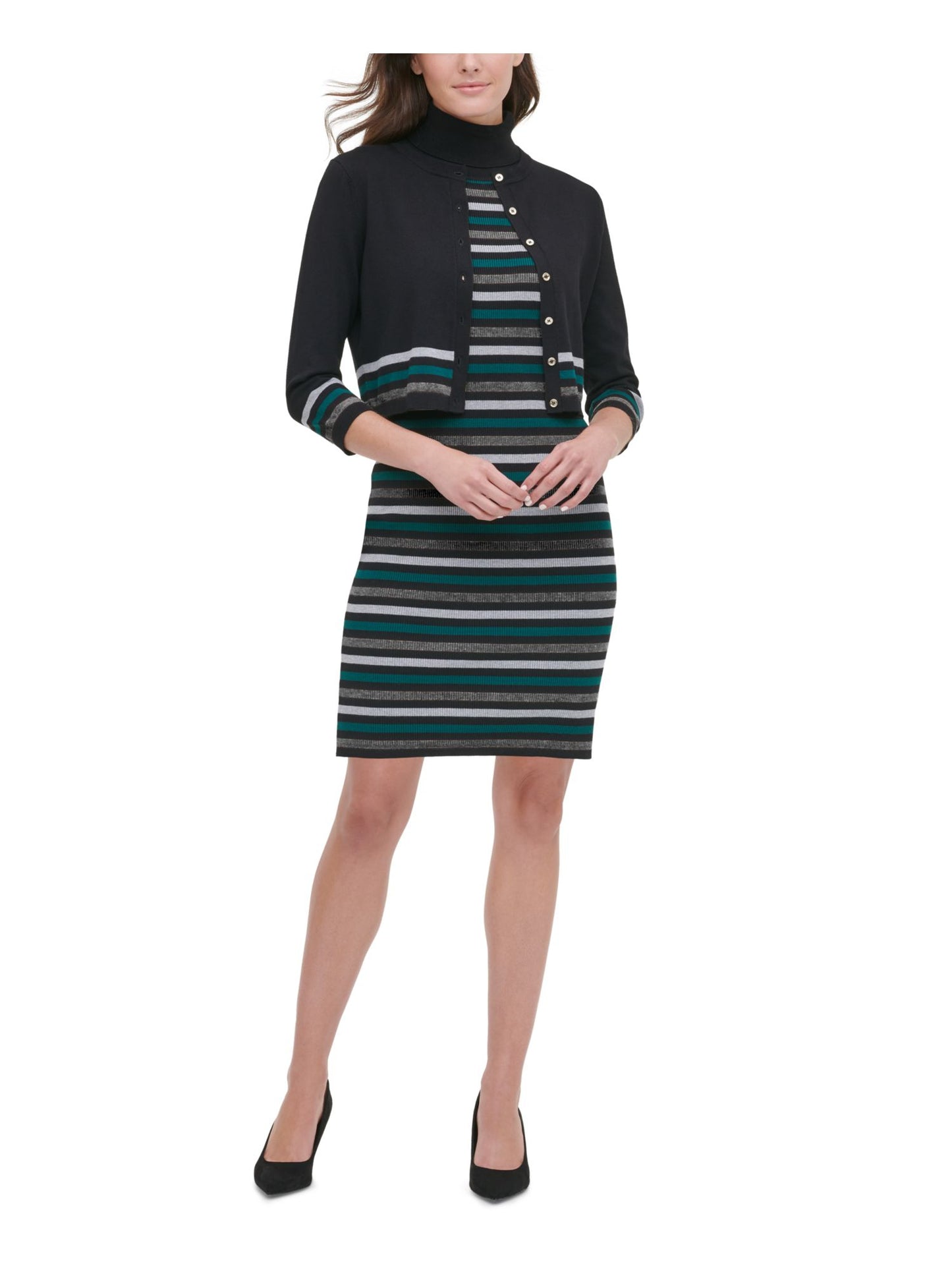 Tommy Hilfiger Women's Striped Cardigan Sweater Black Size S