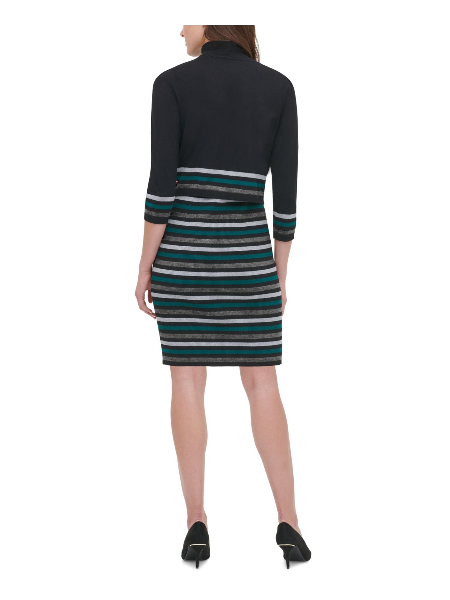 Tommy Hilfiger Women's Striped Cardigan Sweater Black Size S