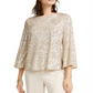 Alfani Women's Sequined Bell Sleeve Top Gold Size 2XL