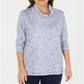 Karen Scott Women's  Petite Funnel-Neck Space-Dyed Top Blue Size Petite M