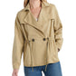 Lucky Brand Women's Stretch Pocketed Drawstring Double-breasted Trench Coat Brown Size S