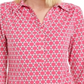 Charter Club Women's Printed 3/4-Sleeve Knit Top  Pink Size 2XL