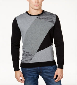 Alfani Men's Angled Colorblocked Sweater  - Deep Black Size 3XL