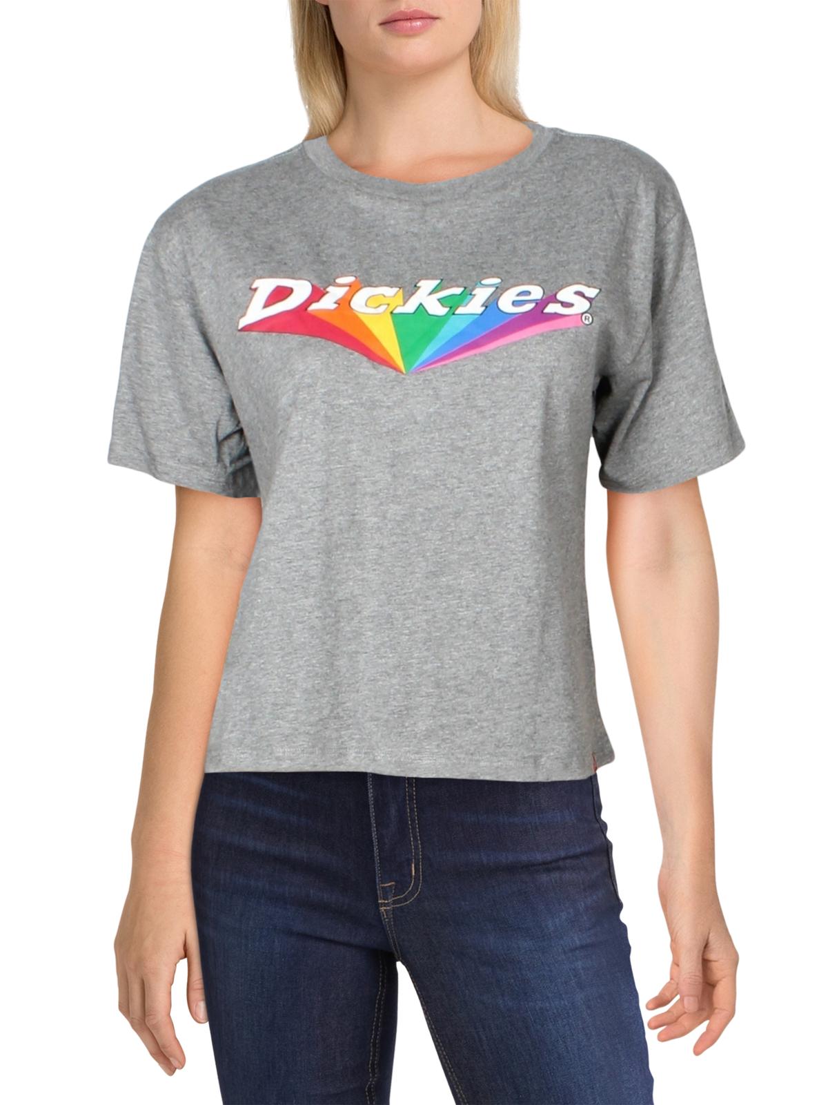 Dickies Women's Tomboy Cotton Rainbow Logo T-Shirt Gray Size XS