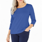 Karen Scott Women's  Cotton 3/4-Sleeve Top  Blue Size XS