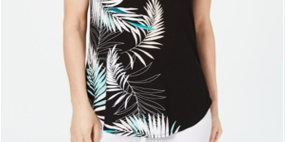 Alfani Women's Top Green Knit Scoop Neck Jersey T-Shirt Blue Size Medium