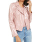 Bar III Women's Faux Leather Moto Jacket Pink Size X-Large