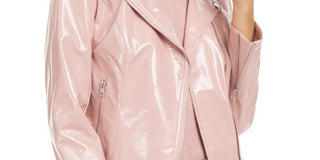 Bar III Women's Faux Leather Moto Jacket Pink Size X-Large