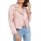 Bar III Women's Faux Leather Moto Jacket Pink Size X-Large