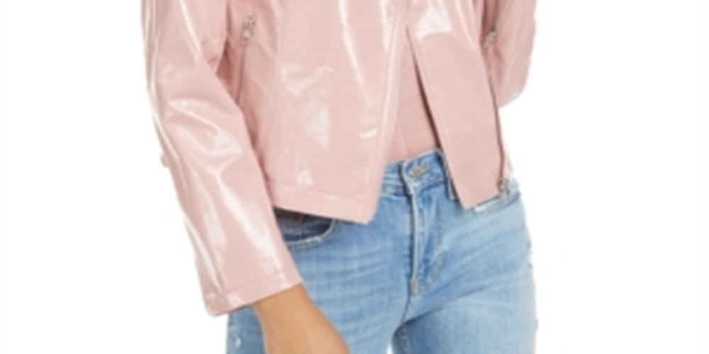 Bar III Women's Faux Leather Moto Jacket Pink Size X-Large