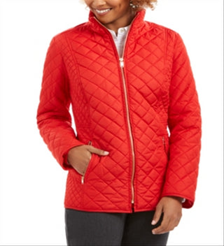 Charter Club Women's Quilted Jacket Red Size XL