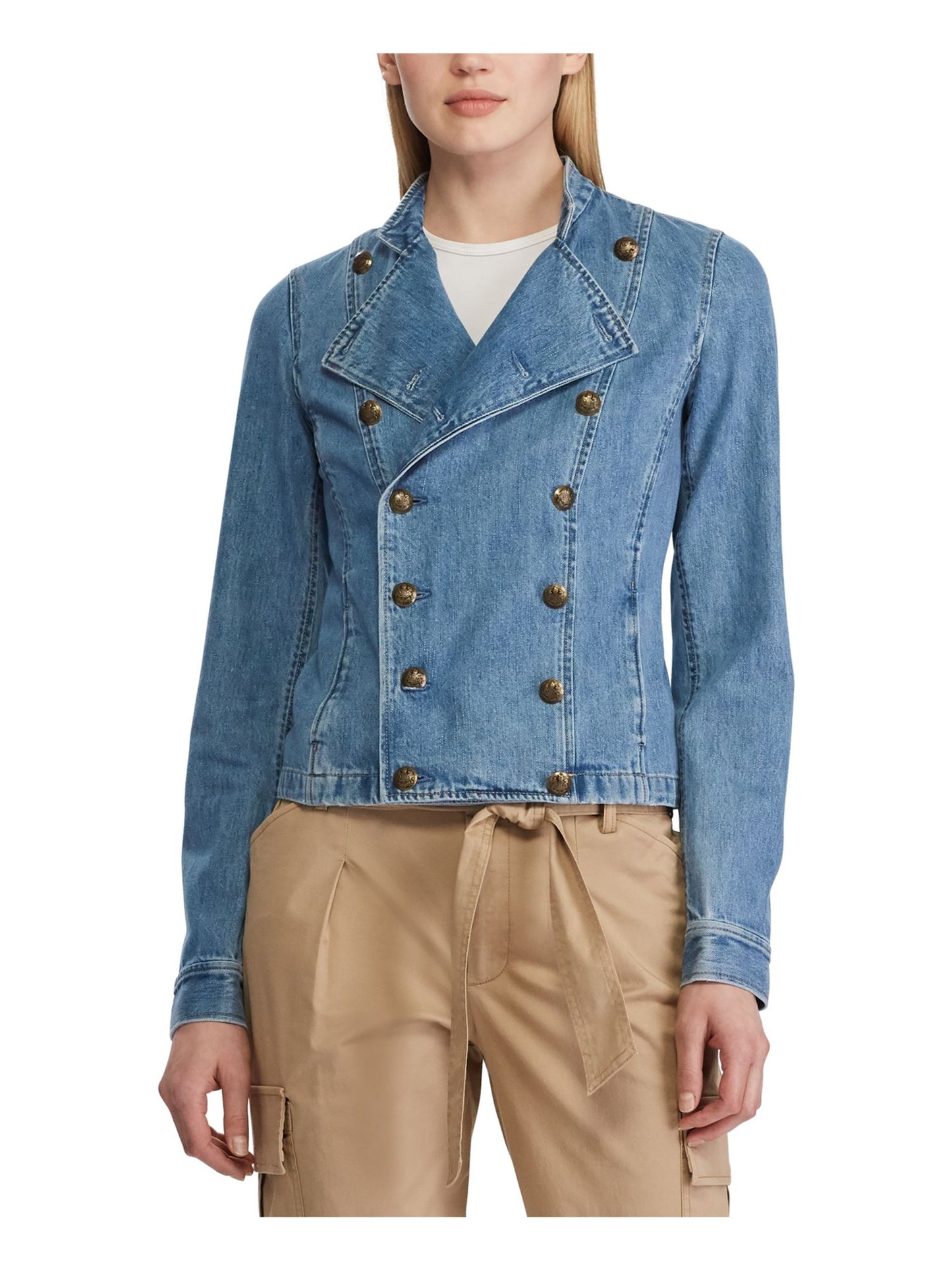 Ralph Lauren Women's Zippered Denim Jacket Blue Size 4