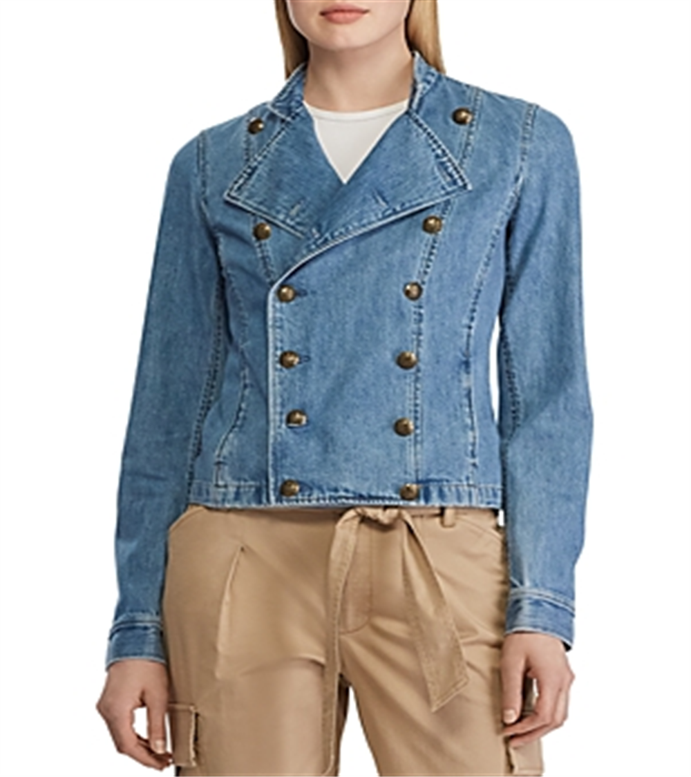 Ralph Lauren Women's Zippered Denim Jacket Blue Size 4