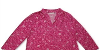 Charter Club Women's Blouse 3/4 Sleeve Floral Pink Size M