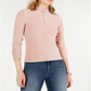 Crave Fame Junior's Corduroy Mock Neck Zip up Top -Blush Size M