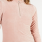 Crave Fame Junior's Corduroy Mock Neck Zip up Top -Blush Size M